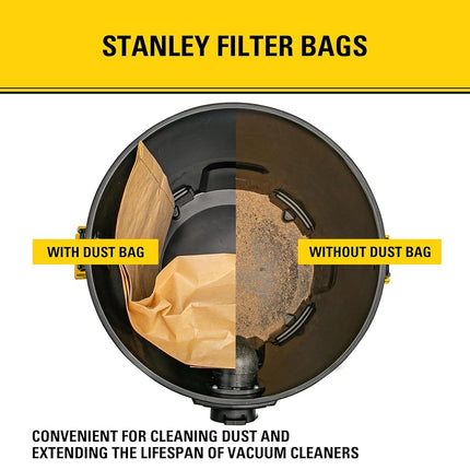 Stanley ALTON ENTERPRISES LIMITED 19-3100 5-8 Gallon Disposable Filter Bag for Wet/Dry Vacuums,(Pack of 3)