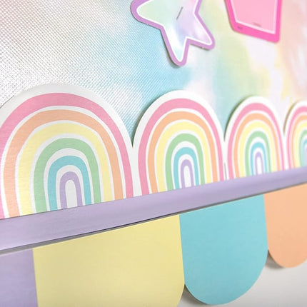 Teacher Created Resources Pastel Pop Rainbows Die-Cut Rolled Border Trim - 50ft - Decorate Bulletin Boards, Walls, Desks, Windows, Doors, Lockers, Schools, Classrooms, Homeschool & Offices