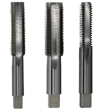 Drill America DWT Series Qualtech Carbon Steel Hand Threading Tap Set, Uncoated (Bright) Finish, Round with Square End Shank, M18 x 2.5 Size (Pack of 1)