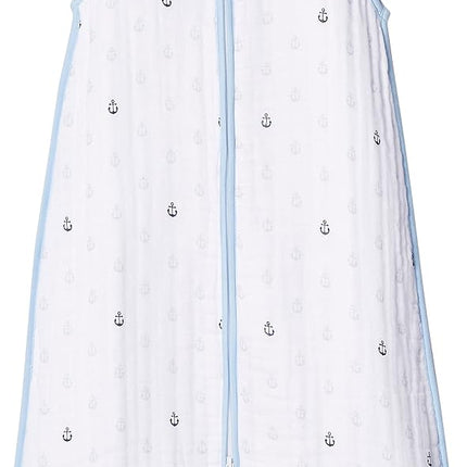 Hudson Baby Unisex Baby Muslin Cotton Sleeveless Wearable Sleeping Bag, Sack, Blanket, Anchor, 0-6 Months