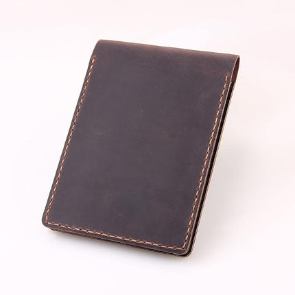 Leather Cover for 3.5”x5.5”Top Spiral Notebook, Handmade Leather Notebook Cover Compatible with Rocketbook Mini Size, Small Pocket Memo Notepads Holder with Business Card Holder-Coffee