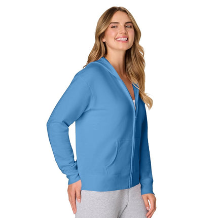 Hanes Women's EcoSmart Full-Zip Hoodie Sweatshirt, Denim Blue, XL