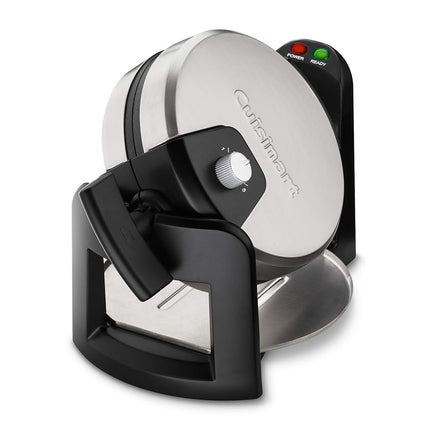 Cuisinart Round Flip Belgian Waffle Maker, Black/Silver, 1 inch thick, WAF-F30NAS