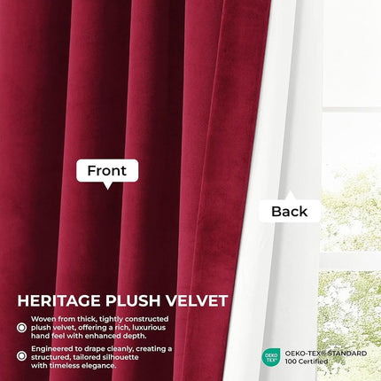 HPD Half Price Drapes Heritage Plush Velvet Curtains 96 Inches Long Room Darkening Curtains for Bedroom & Living Room 50W x 96L, (1 Panel), Cinema Red