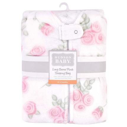 Hudson Baby Unisex Baby Plush Sleeping Bag, Sack, Blanket, Pink Rose, 0-6 Months