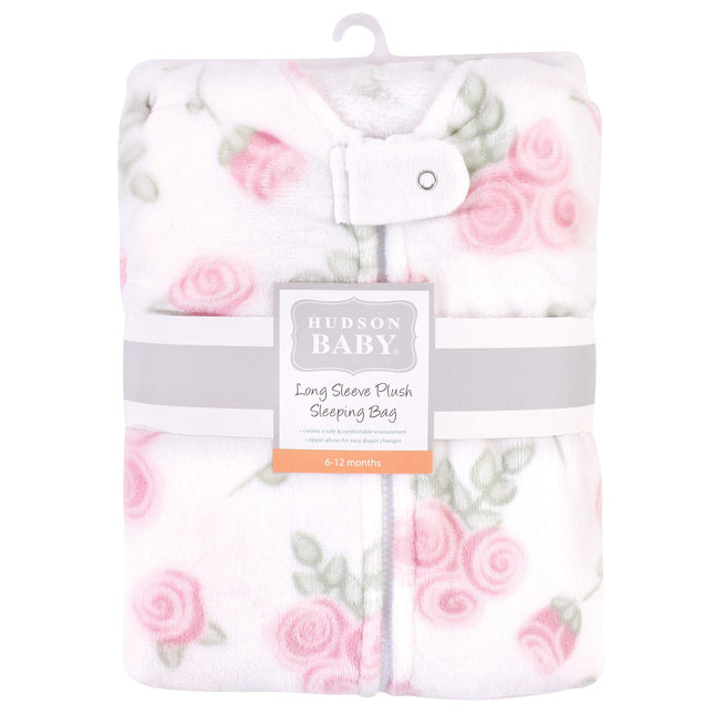 Hudson Baby Unisex Baby Plush Sleeping Bag, Sack, Blanket, Pink Rose, 0-6 Months
