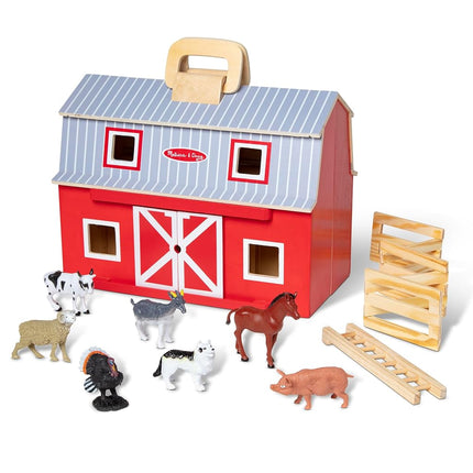 Melissa & Doug Fold and Go Wooden Barn With 7 Anim