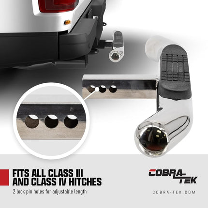 Cobra-Tek Peldaño de enganche pulido de primera calidad de 28" para receptores de enganche de 2 pulgadas Clase III y Clase IV con pasador de enganche