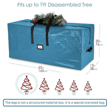 Hearth & Harbor Christmas Tree Storage Bag - Fits Up to 9 ft Holiday Trees - Large Christmas Tree Storage Box Container Made from Durable Waterproof Fabric with Handles & Dual Zipper