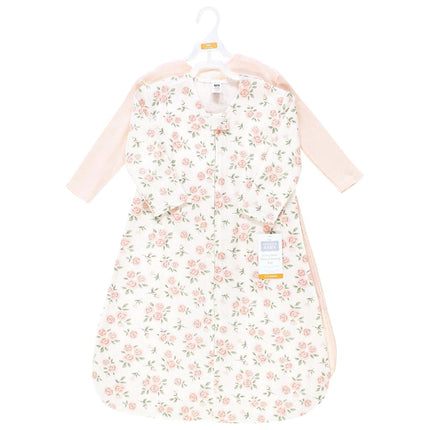 Saco de dormir térmico de manga larga Hudson Baby unisex para bebé, paquete de 2, rosa suave salvia, 6-12 meses