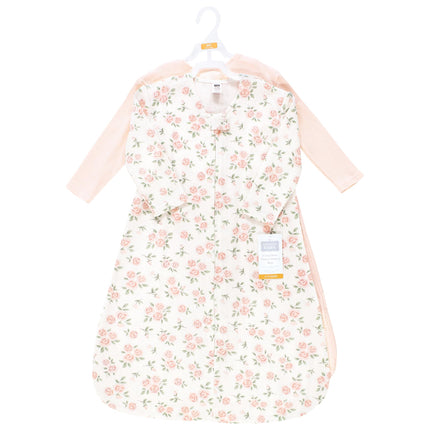 Hudson Baby Unisex Baby Thermal Long Sleeve Sleeping Bag 2pk, Soft Pink Sage Rose, 0-6 Months