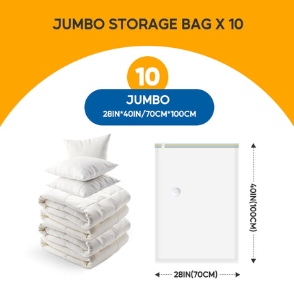 Simple Deluxe 10 Jumbo Vacuum Storage Bags, Space Saver Bags, Vacuum Seal Bags with Hand Pump for Comforters, Blankets, Bedding, Pillows and Clothes