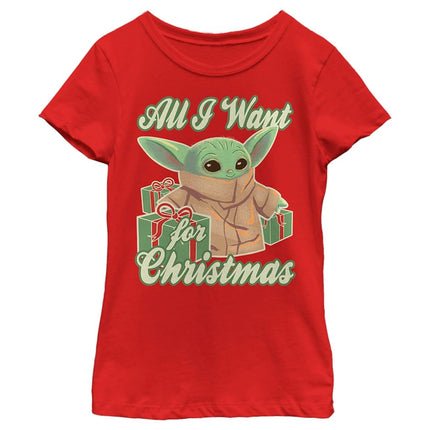 T-shirt à manches courtes Noël Mandolorian Star Wars pour bébé fille, rouge, très petit
