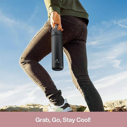 POWCAN 768 ml Insulated Water Bottle with 2-in-1 Straw and Spout Lid, Keep Cold 24H, Leak-Proof, Fits in Car Cup Holder, Stainless Steel Water Bottle for Sports, Travel, Gym, and School (Dried Rose)