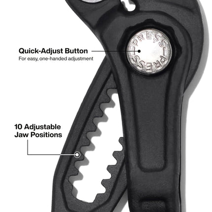 Klein Tools D5057BS 7-Inch Straight Jaw Quick-Adjust Pump Pliers, Adjustable Pliers, Heavy-Duty Hand Tool with Serrated Teeth