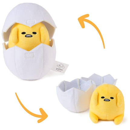 GUND Sanrio Gudetama The Lazy Egg Stuffed Animal, Gudetama in Eggshell Plush Toy for Ages 1 and Up, 5�