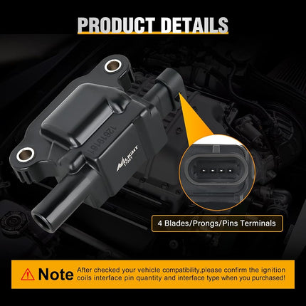 Nilight Ignition Coil Pack UF413 Fit for Chevy Silverado 1500 2500 HD Tahoe Suburban Avalanche Express Corvette Camaro Impala GMC Yukon Cadillac Escalade Pontiac 5.3 6.0L V8 Engine#OE 12611424(8 Pcs)