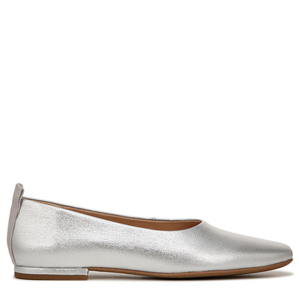 Franco Sarto Women's Vana Slip on Ballet Flat Loafer, Silver Metallic, 6.5 Wide