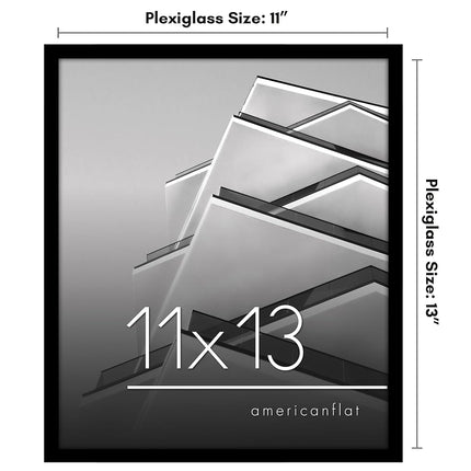 Americanflat 11x13 Picture Frame with Shatter-Resistant Glass - Streamline Collection - Thin Border Picture Frame for Wall Display - Hanging Hardware Included - Black