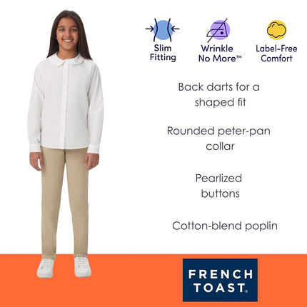 French Toast Mens Long Sleeve Woven Shirt with Peter Pan Collar (Standard & Plus) Blouse, Yellow, 8 US