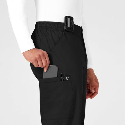 WonderWink Men's Petite Wonderwork Cargo Pant Short, Black, X-Large