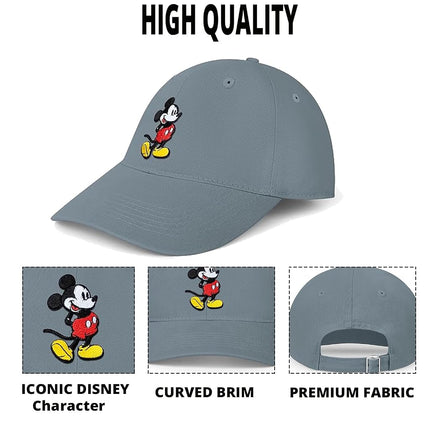 Disney Adult Baseball Cap, Mickey Mouse Adjustable Dad Hat Grey