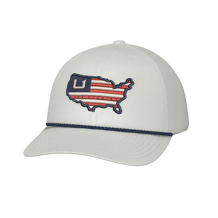 HUK Rope, Unstructured Adjustable Fishing Hat for Men, American Huk - White, One Size