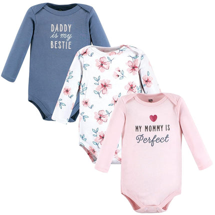 Hudson Baby Lot de 3 bodys en coton à manches longues pour bébé fille, Perfect Mommy, 12-18 mois
