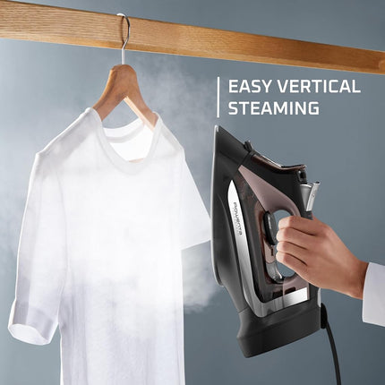 Rowenta Access Stainless Steel Soleplate Steam Iron with Retractable Cord 1725 watts Powerful steam diffusion, Cord easy storage, Auto-off, Anti-Drip, Portable, Ironing, Garment Steamer Black