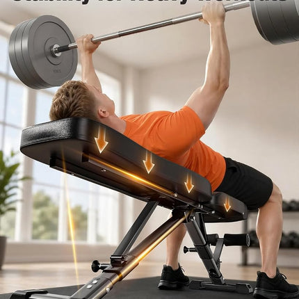 AIRHOP Upgraded Adjustable Weight Bench, Bench Press Full Body Workout, Quick Fold Space Saving, Workout Bench for Home Gym Strength Training