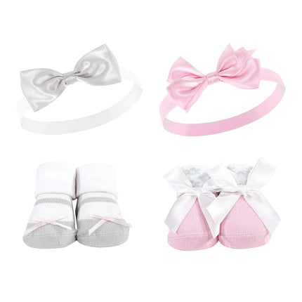 Hudson Baby set de diadema y calcetines para bebé niña, rosa gris, 1 unidad (paquete de 1)