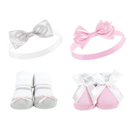 Hudson Baby baby-girls Headband and Socks Set, Pin