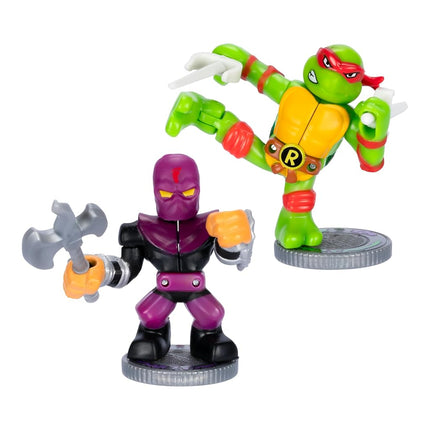 Legends of Akedo Teenage Mutant Ninja Turtles - Versus Pack Raph Versus Foot Soldier, Includes 2 Mini Battling Figures as Well as 2 Exclusive Battle Controllers, Ready, Fight, Split Strike
