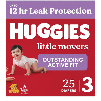 Huggies Size 3 Diapers, Little Movers Baby Diapers, Size 3 (16-28 lbs), 25 Count, Packaging May Vary