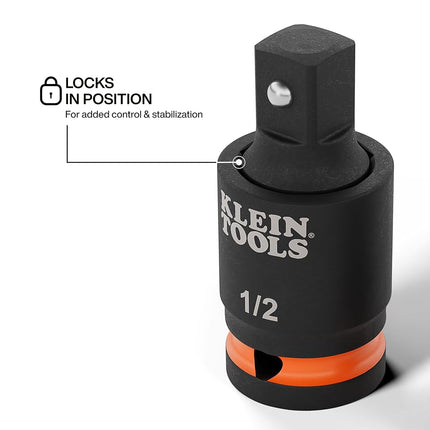 Klein Tools 65842SW Impact Wrench Swivel Square-Drive Adapter Set, 2-Piece, 15-Degree, Ball Detent, High-Visibility, Fixed-Position and Swivel Socket Adapter