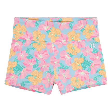 Shorts de baño Hurley para niña, azul hielo/floral, talla XG