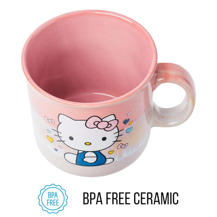 Silver Buffalo Sanrio Hello Kitty Sitting Hearts and Bows Reactive Glaze Ceramic Camper Mug, 20 Ounces