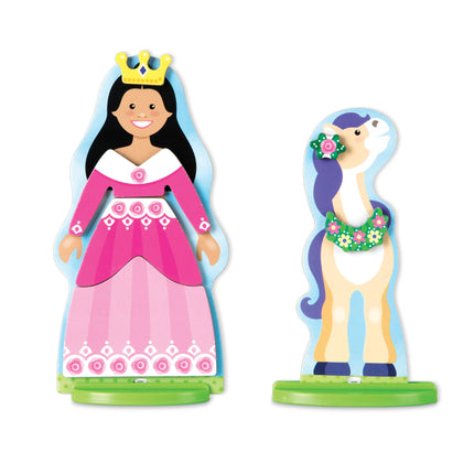 Ensemble de jeu d'imitation Melissa & Doug Poupées magnétiques en bois Princesse et Cheval à habiller