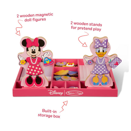 Melissa & Doug Disney Minnie Mouse and Daisy Duck Magnetic Dress-Up Wooden Doll Pretend Play Set (40+ pcs)