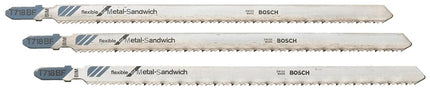Bosch T718BF3 3-Piece 7 In. 14 TPI Flexible for Sandwich T-Shank Jig Saw Blades