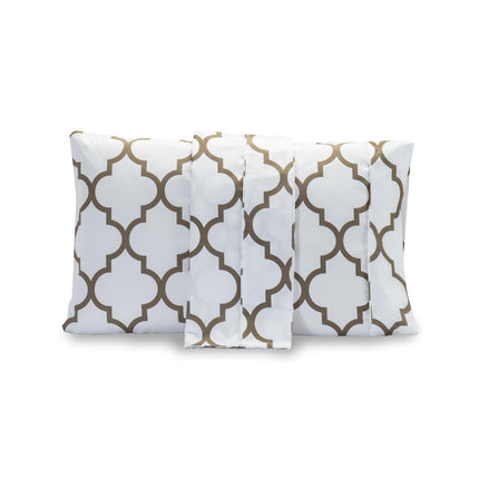 Juego de dos fundas de almohada ultrasuaves de lujo Elegant Comfort - Microfibra de calidad hotelera premium de 1500, doble cepillado - Resistente a las arrugas, estándar/queen, patrón de trébol, blanco