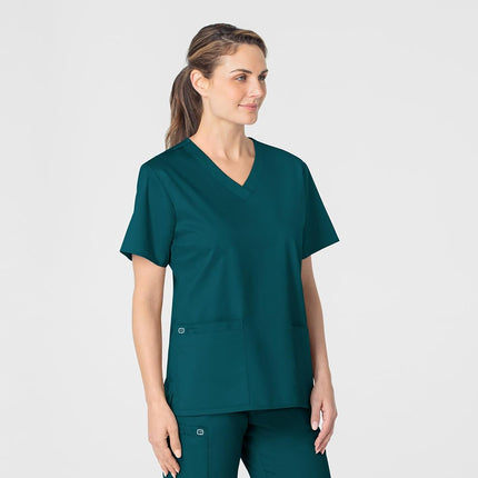 WonderWink Women's Plus-Size Wonderwork V-Neck Scrub Top, Caribbean, 4X-Large