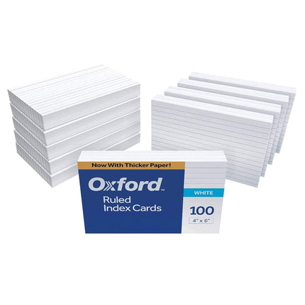 Oxford 41 (1000 PK) Ruled Index Cards, 4" x 6", Wh