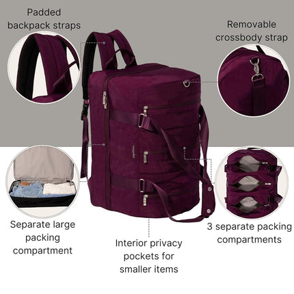 Baggallini Multizip Convertible Duffel, Mulberry, One Size