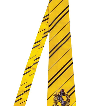 Disguise Harry Potter Necktie Costume Accessory, Movie Quality Hogwarts House Themed Character Dress Up Tie for Adults, Yellow & Black, Adult size