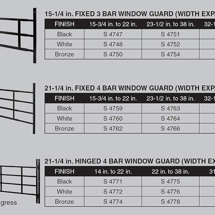 Prime-Line Products S 4770 Reja de ventana fija de 4 barras de 31-54 pulgadas de ancho por 21 pulgadas de alto, bronce