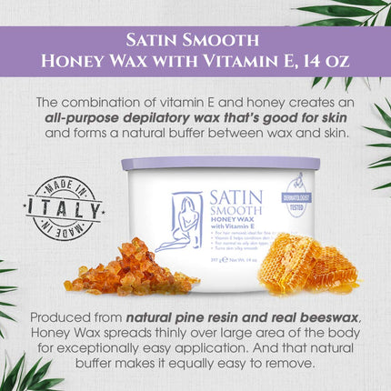 Satin Smooth Honey Wax with Vitamin E For Women 14 oz Wax