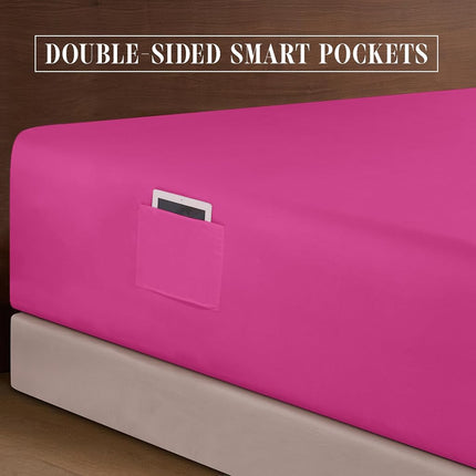Elegant Comfort Luxurious 1500 Premium Hotel Quality Microfiber 4-Piece Sheet Set, 18-24 Inches Deep - Extra Deep Pocket Sheets - Ultra Soft 4PC Deep Pocket Sheets, King, Hot Pink