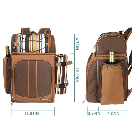 Hap Tim Picnic Basket Backpack for 2 Person with Insulated Cooler Compartment, Wine Holder, Fleece Blanket, Cutlery Set,Perfect for Beach, Day Travel, Hiking, Camping,Lovers Gifts(AU-36083)