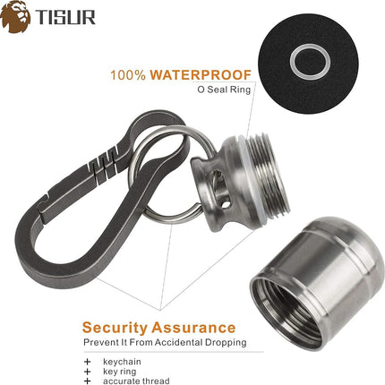 Micro Keychain Pill Holder.TISUR Titanium Pill Case Waterproof Pill Fob for Emergency Aspirin & Nitroglycerin for Travel Purse Pocket (Micro Gas Tank)
